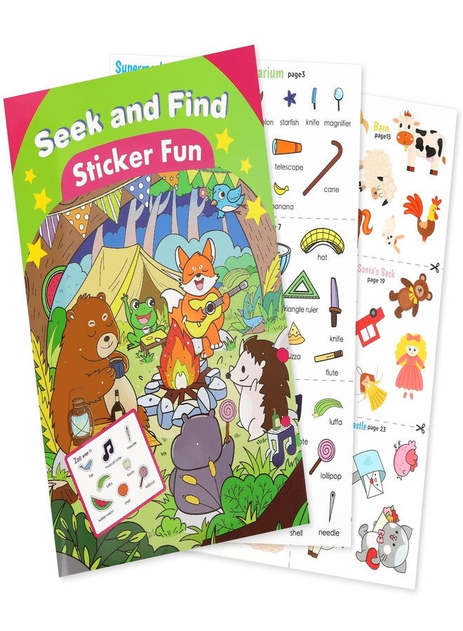 JULEASEL Seek and Find Sticker Fun for Little Ones - Hidden Object Activity Book with Cute Animal Camping Theme, Learning and Fine Motor Skill Games - Image 1